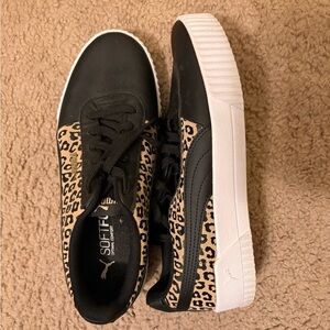 Puma Women's Black and Brown Leopard Sneakers